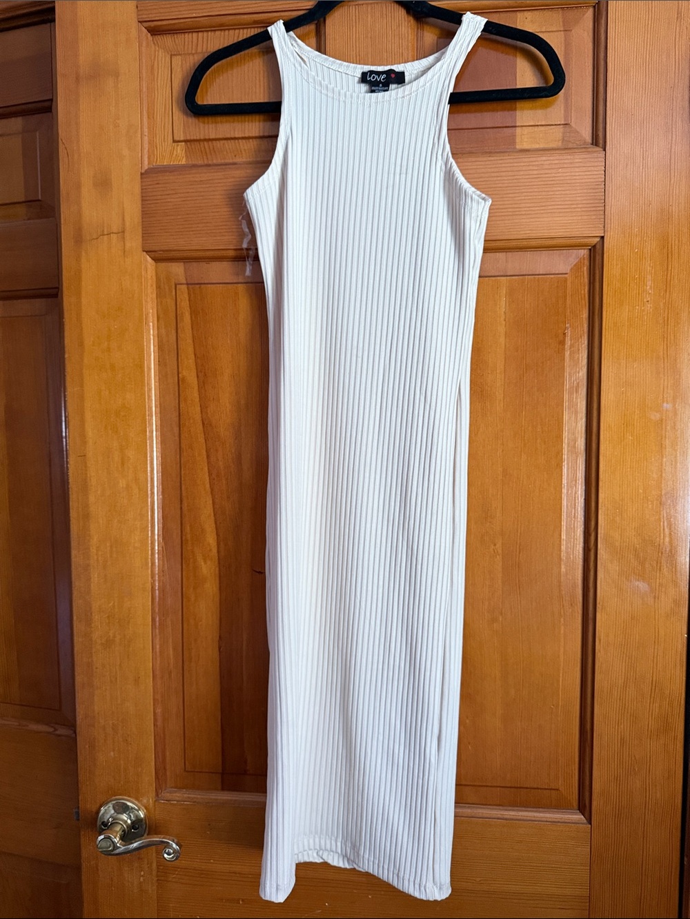 Love Sleeveless Ribbed Maxi Dress in Cream